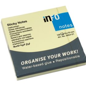   Öntapadós jegyzettömb Info Notes 75x75 mm 100 lapos sárga