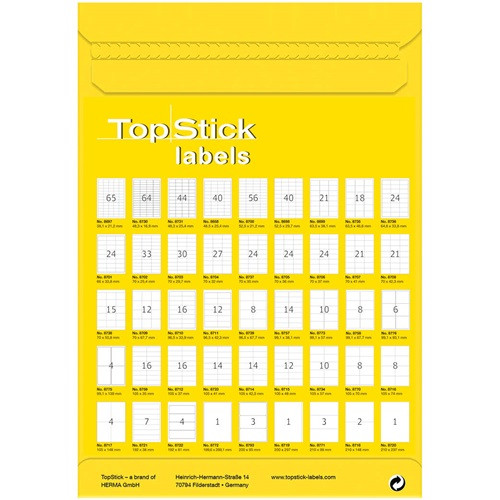 Etikett címke Topstick 48.5x25.4 mm szegéllyel 100 ív 4000 db/csomag