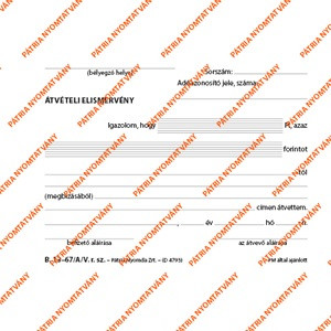 Átvételi elismervény 50x3 lapos tömb A/6 fekvő